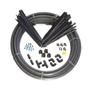 Kit of Garden micros sprays and sprinklers; contains 20 x sprinkler heads, risers, riser support stakes, pipe & fittings