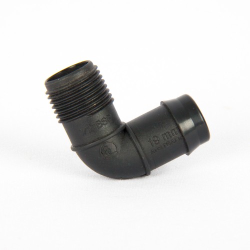 Elbow, 19mm Low Density poly sprinkler pipe x 15mm male thread
