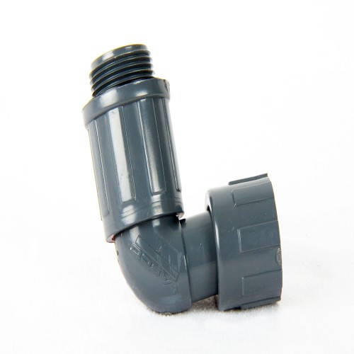 Elbow, O-ring style, PVC 25mm female Swivel x 25mm male swivel, pressure rated